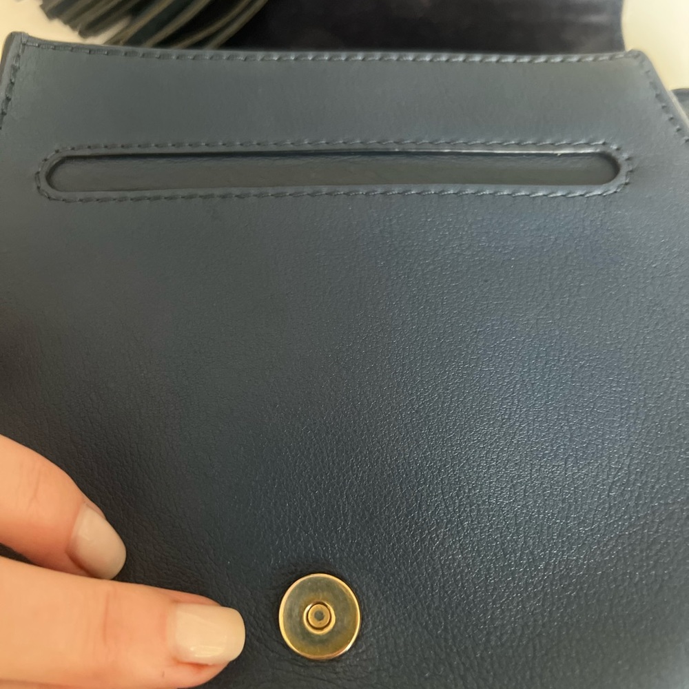 Chloe Marcie Crossbody Saddle Bag Midnight Blue Suede with tassel. - Picture 10 of 12